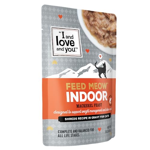 I AND LOVE AND YOU Feed Meow Indoor Wet Cat Food - Mackerel - Packed with Protein and Fiber, Grain Free, Shredded, 3oz Pack of 12 - Image 3