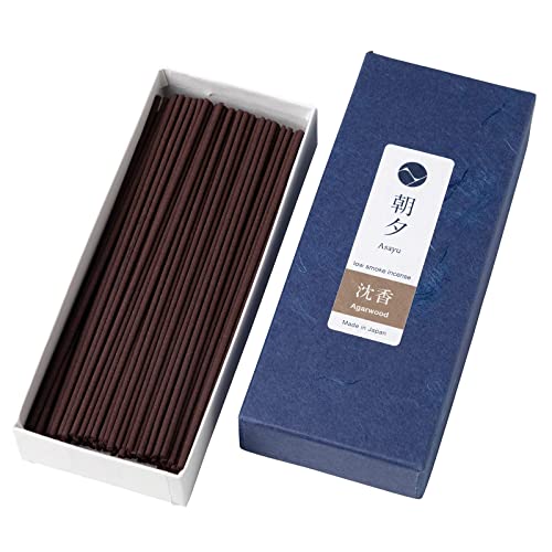 Asayu Japan ese Bastones de incienso de bajo humo aroma a madera de agar (40gr), fabricado en Japón...