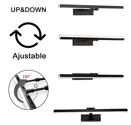 Lámparas de espejo para maquillaje LED con cabezal extensible negro ajustable 5
