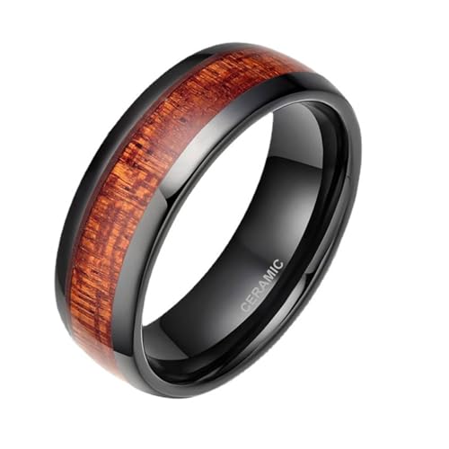 Bague mariage céramique homme anti-rayure 8mm alliance confort bois taille 64