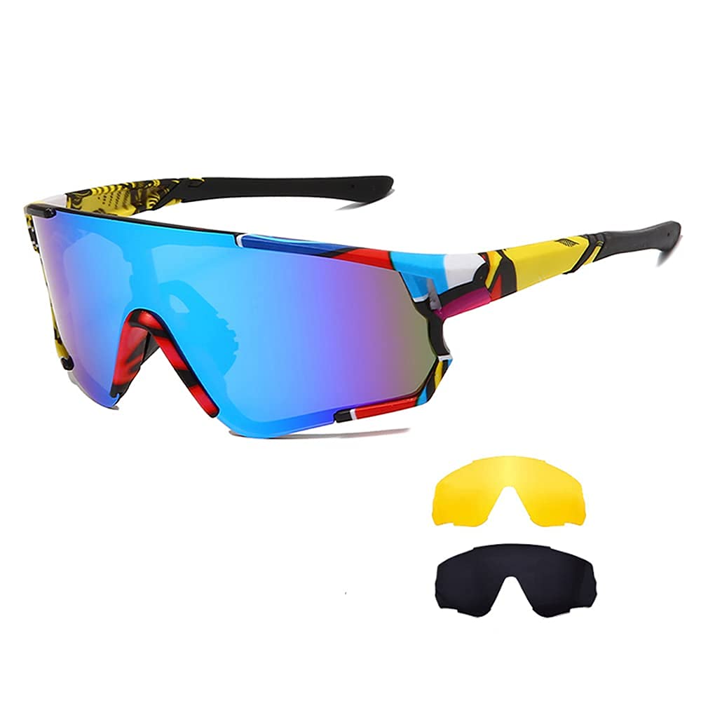Long KeeperFahrradbrille, Sportbrille Radbrille UV400 Schutz mit 3 Wechselobjektiven, Polarisierte Sport Sonnenbrille Herren Damen fr Rennrad MTB Fahrrad
