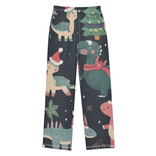 ZZXXB Dinosaurs Xmas Tree Boys Long Pants Soft Trousers Elastic Waist Kids Lounge Bottoms with Pockets S-XL