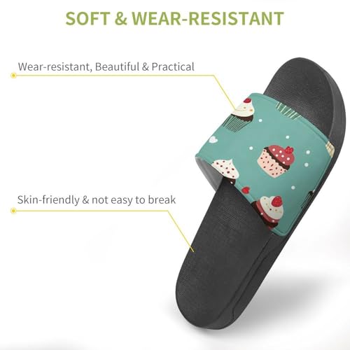 Cute Cupcake Pattern Slippers for Men Wormen Shower Bathroom Slipper Indoor Beach Non Slip Sandal3