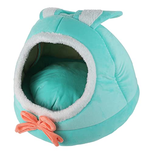 FONDOTIN 猫ベッド pet bed ベッドの隠れ家 子犬犬舎 おもちゃ うさぎ用 ベッド うさぎの寝床 ねずみ 猫犬の巣 冬の猫小屋 丈夫なペットベッド ダウンコットン Green