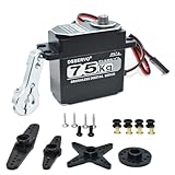 HOOYIJ 75KG Brushless Servo IP68 Underwater Waterproofing High Voltage High Torque Steering Digital RC Servo All Aluminum Case for 1/8 1/10 RC Car Crawler Off-Road Truck Buggy Robot Boat 270 Degree