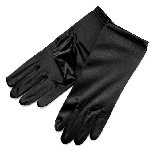 ZaZa Bridal LFS Shiny Stretch Satin Dress Gloves Wrist Length 2BL for over 12 years Black