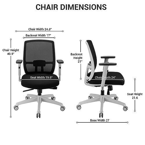 Image of Desky Luminous Ergonomic Mesh Office Chair, High Back Desk Chair with Adjustable Headrest, Lumbar Support, 3D Armrests, Tilt Recline & Swivel Base, Breathable Task Chair for Home or Office (Black)