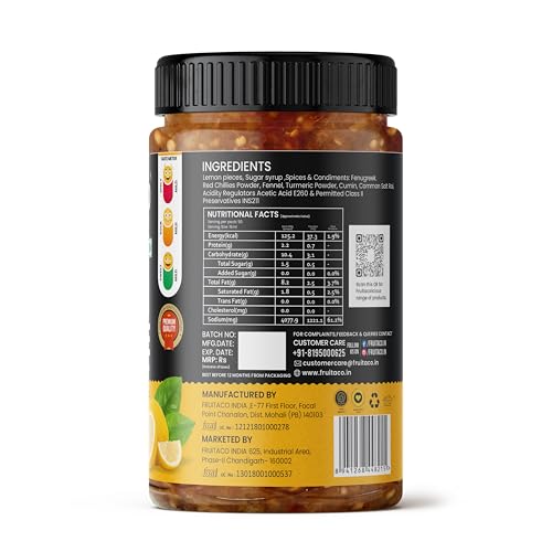 Fruitaco Lemon Pickle – Authentic Indian Pickle with Tangy and Spicy Flavor | Perfect Side for Meal (1 Kg, Sweet & Sour Lemon Pickle)