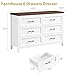Jocoevol Farmhouse White 6 Drawer Dresser for Bedroom, Chest of Drawers - Large Double Dressers TV Stand with Deep Drawers Dressers for Hallway, Entryway - White & Brown