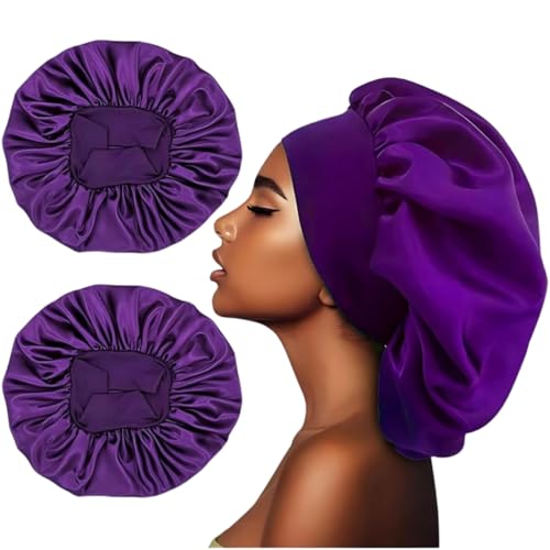 Touca de Cetim Grande 36cm, Proteção Noturna para Todo Tipo de Cabelo, Longos, Crespos, Tranças, Black Power, Design Elegante com Faixa Confortável, Anti-Frizz, Multicolorido