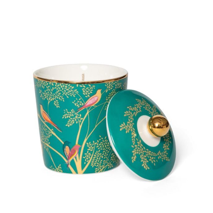 Sara Miller Amber Manadrin Tuberose & Wild Musk Candle Candle in Ceramic Jar, Green, 8.6 cm x 12.5 cm - Image 2