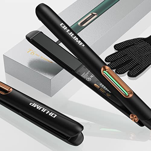 OHJUMP Hair Straightener and Curler 2 in 1, 3 Halo Ionic Flat Iron with Adjustable Temperature 230A°F430A°F 1.18 Inches Professional Ceramic Flat Iron, 15s Fast Heating, 3D Titanium Floating Plates