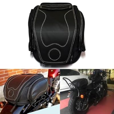 MZS Motorcycle Tail Bag, 26L Expandable Motorcycle Travel Luggage Bag, Rack Trunk Helmet Rear Seat Storage Compatible with Sportster Road King Electra Street Glide Softail Dyna Rebel Vulcan Shadow