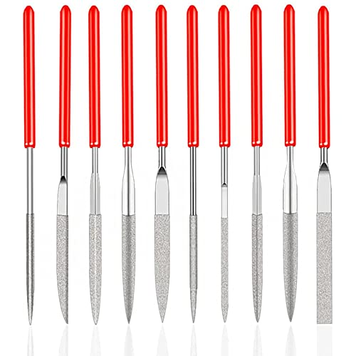 Treki Jeu de 10Pcs Mini Limes a Aiguilles en Diamantée pour Manuels Modelisme Menuiserie Polissage pour Bois Bijoux Bricolage Métal (2 mm x 100 mm)