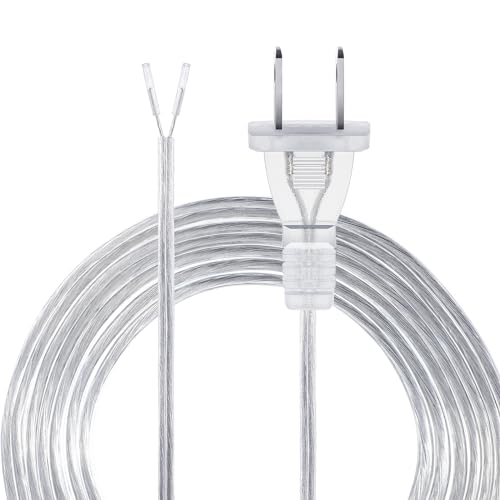 Saysurey Lamp Cord with End Plug Replacement Electric Lamp Wire Clear 18/2 SPT-1 Wire Stripped End...