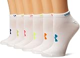 Under Armour Youth Essential No Show Socks, Multipairs , White/Assorted Colors (6-Pairs) , Small
