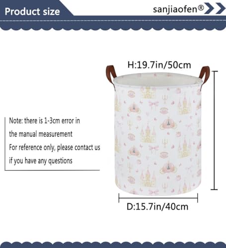 Image of Kids Laundry Hamper Kids Dirty Clothes Hamper Collapsible Waterproof Toys Storage Bin Boys and Girls Hampers Princess Room Decor Gift Baskets(Cute Princess)