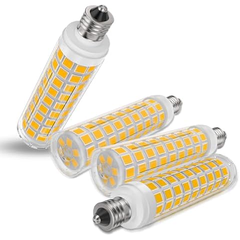 DUMILOO E11 Led Bulb Dimmable, 100 Watt Halogen Equivalent, 10W Warm White 3000K, T3 T4 Mini Candelabra Base, JDE11 120V 100W for Ceiling Fans, Chandeliers, Cabinet Lighting, Pack of 4 Cover