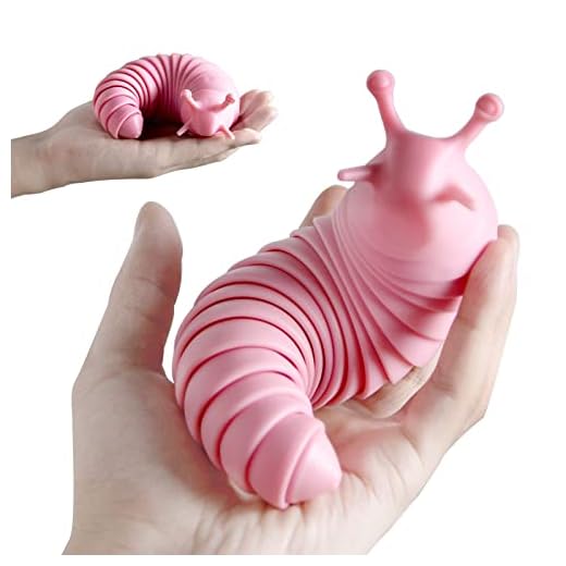 CONNOO Party Favor | 7.5" Slug Toy 3D Scanning Technical , Articulated Stretch Slug Fidget Toy, Sensory Slug Toys for Autistic, Desk Toy - Flexible, Pink