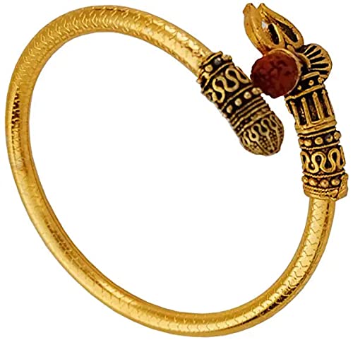 Black Beauty Shiva Trishul Damroo Rudraksha Designer Kada Lord Shiv Bahubali Cuff Bracelet Bangle for Men Women and Boys