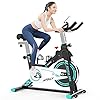 Afully Indoor Exercise Bikes Stationary Fitness Bike Upright Cycling Bikes Belt Drive Home Bicycles with Adjustable Resistance, LCD Monitor&Phone Holder Quiet for Home Cardio Workout