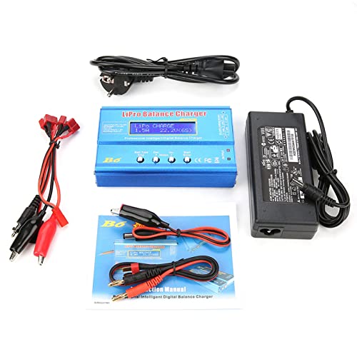 Jadeshay Chargeur d'équilibre, 80 W Chargeur Batterie LiPo pour LLiPo NiMH RC Batterie, avec écran LCD (Prise européenne)