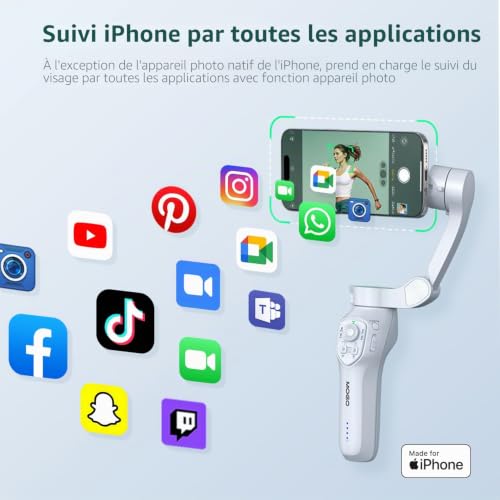Stabilisateur iPhone motorisé suivi visage automatique et télécommande vidéo MOGO - 4