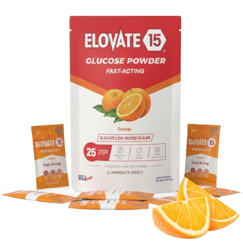 Fast Acting Glucose Powder Packets, Orange - Instant Dissolve, No Water Needed | 15g Pure Dextrose | Waterproof SlimPaks | Made in USA | Gluten-Free | Pack of 25