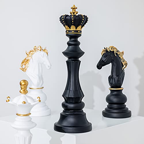 Navaris Chess Statue Decor Piece - 16" Tall Decorative Resin Sculpture - Large Game Figure Decoration Ornament For Home, Office, Study - Black King #TOP2