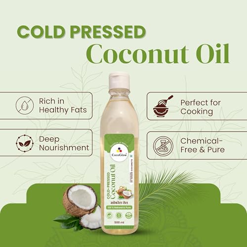Image of CocoGlow Cold Pressed Coconut Oil Natural & Organic (500Ml)