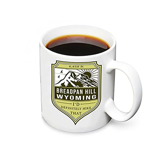 Wyoming Compatible/Replacement for Breadpan Hill 6650 ft United States Mountain Hiker Gifts 11oz White Ceramic Novelty Coffee Mugs Microwave Safe Tazas Hot Chocolate Glass