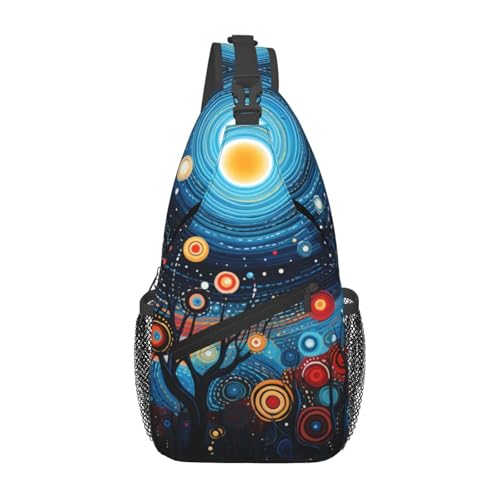 Bolso bandolera Art Cosmic Tree para mujer y hombre miniatura 1