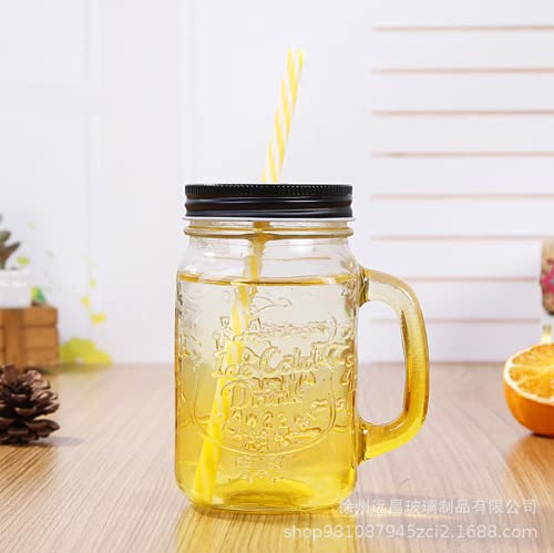 Tikwisdom Gradient color,mason jars,glass jars,canning lid,canning jars 4-piece glass drinking jar with lid and straw… - Image 7