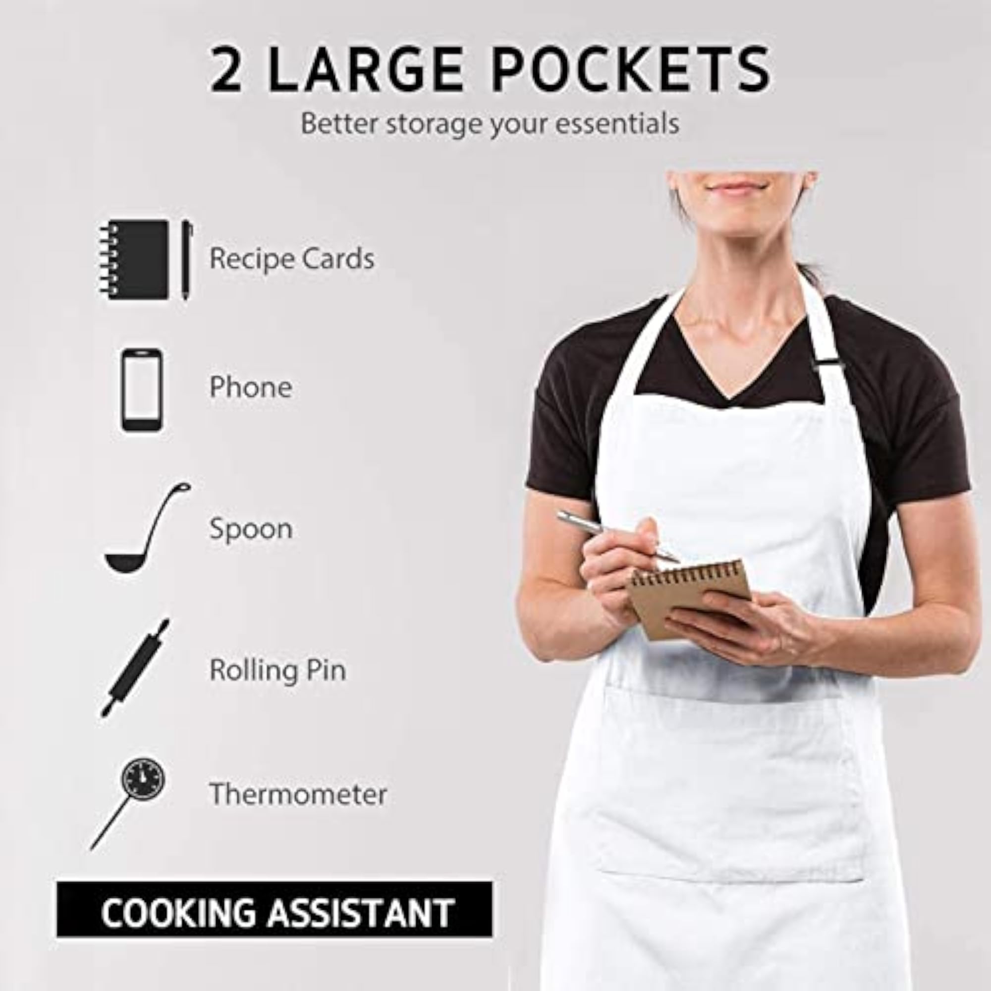 Men Women Cooking Apron with Large Pocket for Baking