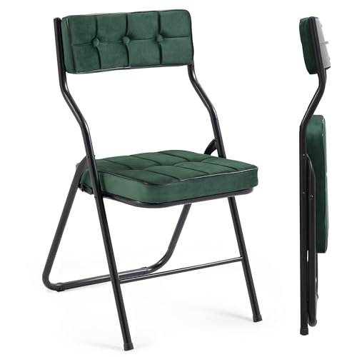 Villeston Polsterte Klappstühle 2er Set - Klappbarer Esszimmerstuhl mit Kissen, Tragbar und Vormontiert, Zusätzliche Sitzgelegenheit für Gäste, Küche, Büro, Hochzeit, Party