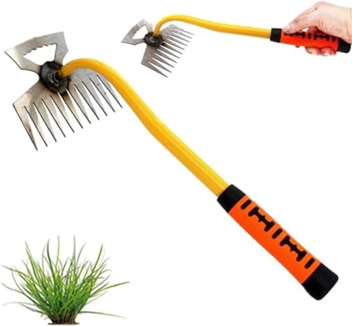 YEEHLIK 草取り道具 雑草ブラシ 除草ツール 草刈り道具 多機能除草くわ片手用 長い柄 手動で効率的に雑草抜き 便利グッズ 隙間雑草ブラシ 隙間 根っこ コケなどに適用 菜園鍬 草削鍬 除草道具 芝生 庭 農場 園芸用 (A5)