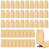 50 PCS 16 oz (1 lb) Brown Coffee Bags with Valve Stand Up Pouches Resealable Food Storage Bags with Side Zipper, Foil Liner for Food Storage