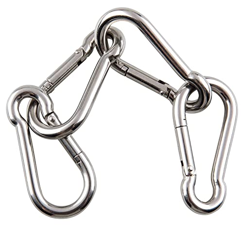 Image of Stainless Steel Spring Snap Hook Carabiner - 304 Stainless Steel Clips, Set of 6