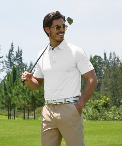 Image of ZITY Golf Shirts for Men Short Sleeve Moisture Wicking Solid Performance Designed Print Collared Casual Polo Shirt