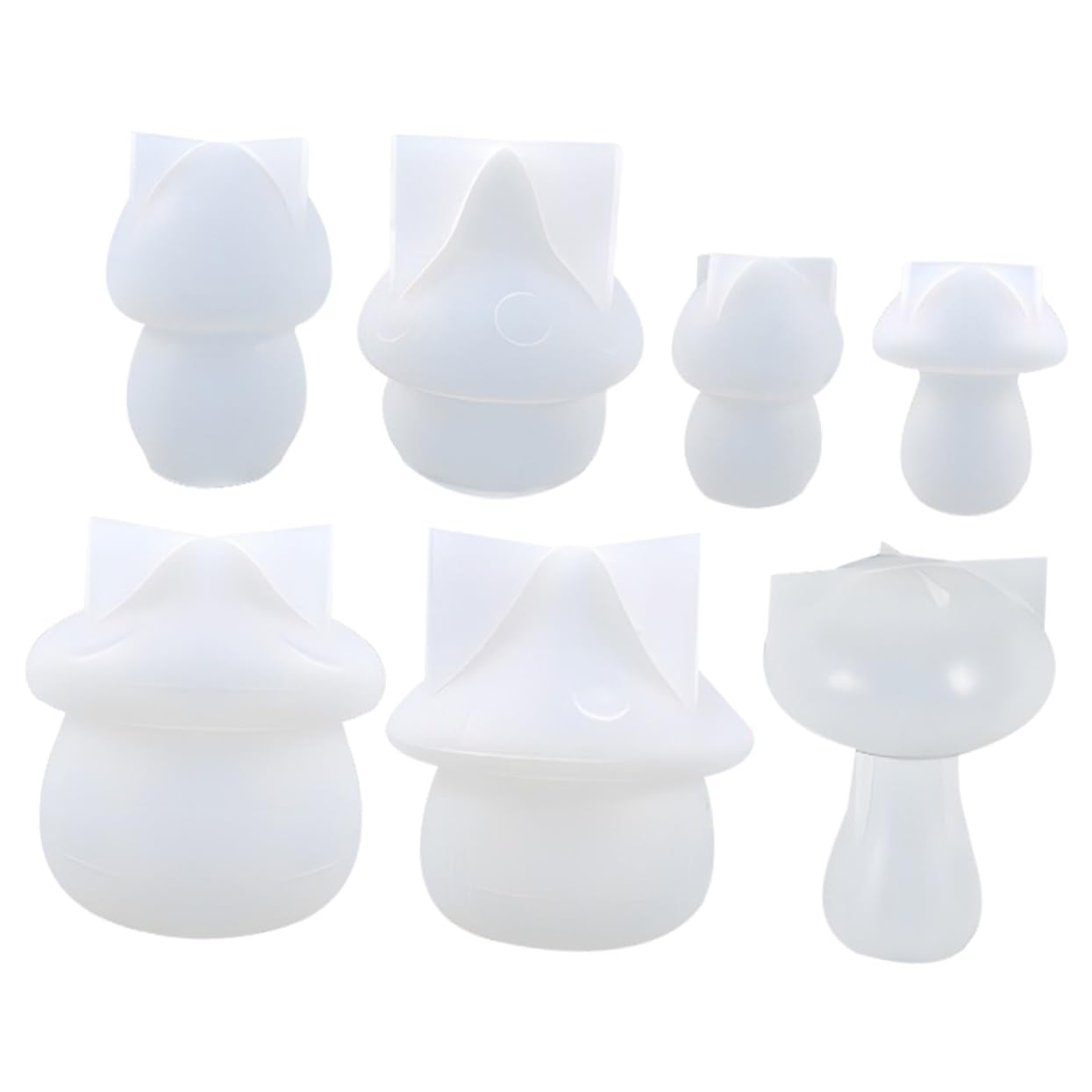 Stampo in Silicone a Forma di Fungo 7 Pezzi per Gioielli e Resina | Bianco, Riutilizzabile, Set Pratico per DIY e Ufficio, Modello Decorativo per Vassoio e Colata