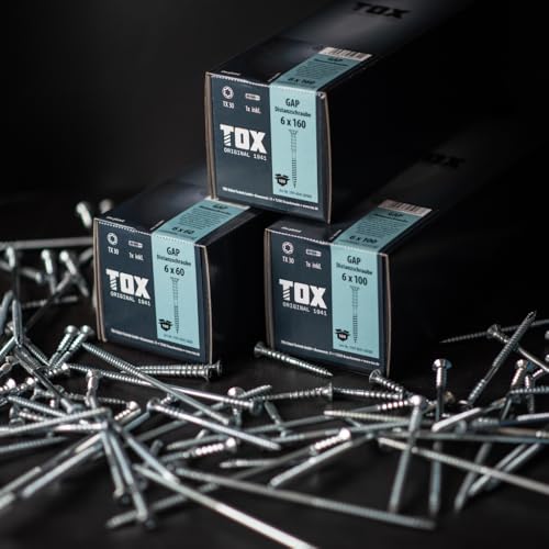 TOX Distanzschrauben GAP 6,0 x 110 mm, Abstandsschraube aus verzinktem Stahl, millimetergenaue Ausrichtung von Holz-Unterkonstruktionen, TX30, 100 Stück im Karton, inkl. 1x Bit, 1141404160110