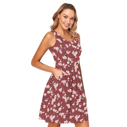 Image of ALAZA Women's Summer Dress Sun Dress Sleeveless with Pockets
