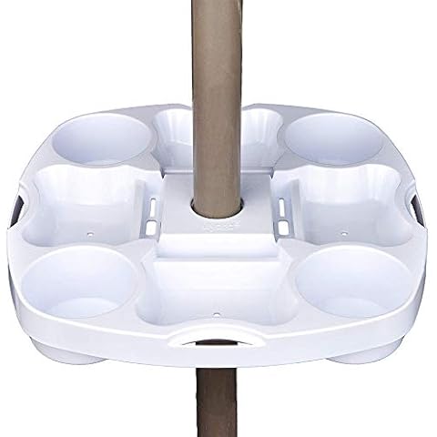 Myard Umbrella Table Tray 15 Inches for Beach, Patio, Garden, Swimming Pool with 4 Drink Holder, 4 Holes Bundle with Umbrella Cone Wedge Spacer fits Patio Table Hole Opening or Base 1.8 to 2.4 Inch Cover