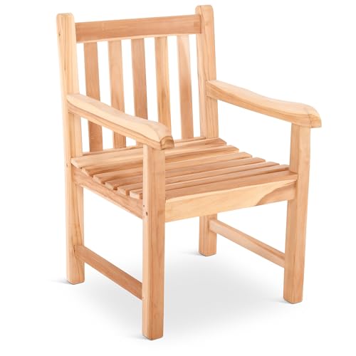 Raburg Gartenstuhl Lana XL - GERADE Rückenlehne, Teak-Holz-Sessel, feingeschliffenes, naturbelassenes Teak, langlebig, massiv & robust für Outdoor, Garten, Balkon & Terrasse, Belastbarkeit 130 kg