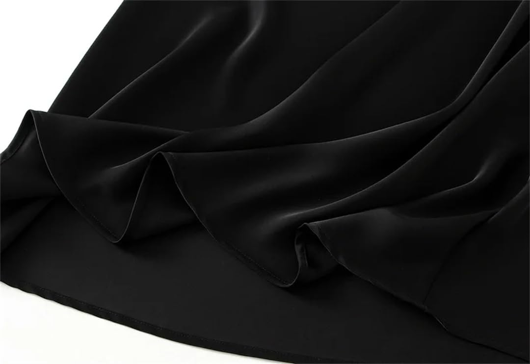Jupe d'été taille haute pour femme - Jupe élégante en satin - Taille élastique - Jupe mi-longue pour le bureau