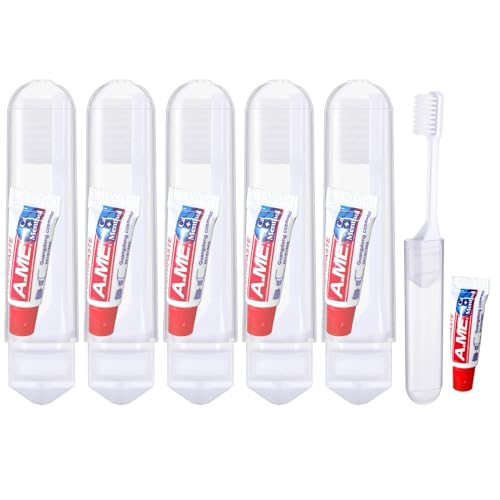 GROVL Portable Toothbrush Set - 5 Pcs Foldable Compact Travel Set With Mini Toothpaste