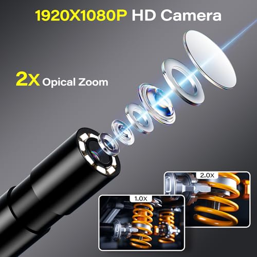 Cámara de inspección endoscópica zealtron T66 con luz, pantalla IPS HD de 4.3", lente de 8 mm impermeable IP67 y cable semicircular de 16.5 pies miniatura 5