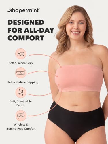 Image of SHAPERMINT Strapless Bra, No-Slip Wireless Bandeau with Sewn-in Cups