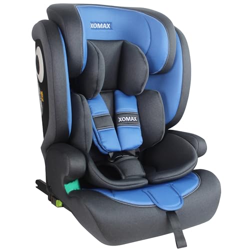 XOMAX LM238 Seggiolino per bambini con ISOFIX I che cresce con te I 9-36 kg, 15 mesi -12 anni, gruppo 1/2/3 I Cintura a 5 punti e a 3 punti I lavabile I ECE R129 I antracite-blu