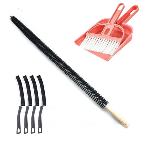 Image of 7 Pack Dryer Vent Cleaner Kit，Dustpan and Brush Set，Hard Bristle Crevice Cleaning Brush； Flexible Dryer Lint Brush Cleaner 29.5 inch ; Essential Cleaning Brush Set for Home